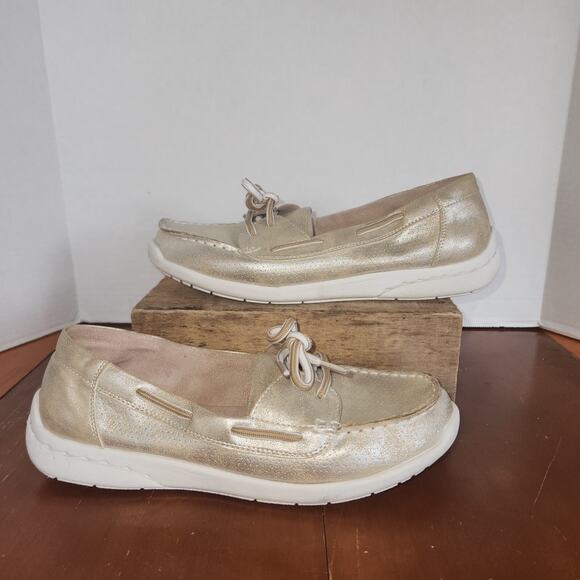 Croft and Barrow with Ortholite Comfort Boat Shoes Womens Size 9M Shimmery Gold - Picture 3 of 8